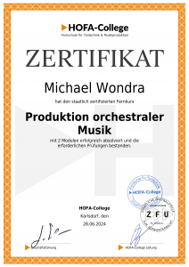 Zertifikat produktion orchestraler Musik